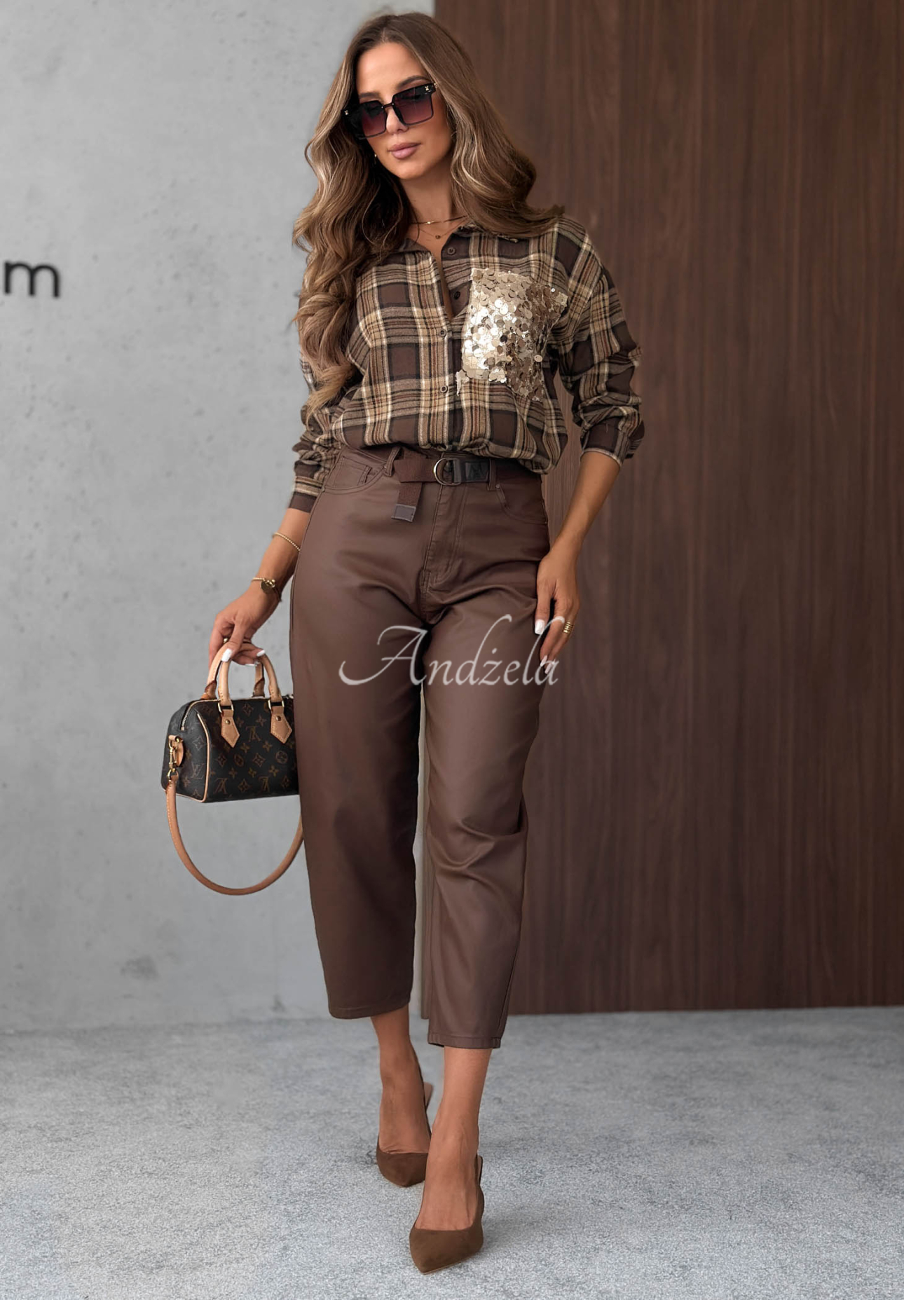 Leder-Ballonhose mit Gürtel Not Really Schokoladenbraun