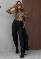 Bluse longsleeve z półgolfem Femme Desire Schokoladenbraun