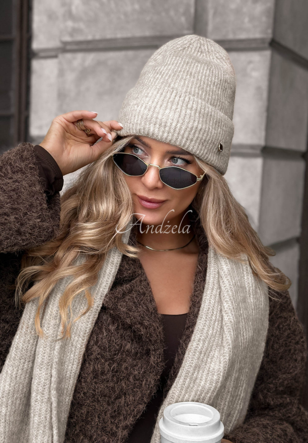 M&uuml;tze aus Merinowolle und Mohair Snowfall Charm Grau Melange