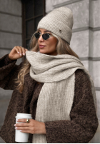 Mütze z wełną merino Snowfall Charm Beige
