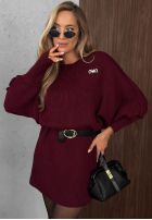 Dzianinowa Kleid oversize z paskiem Soft Dream Schokoladenbraun