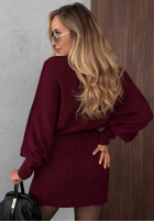 Dzianinowa Kleid oversize z paskiem Soft Dream Schokoladenbraun