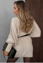 Dzianinowa Kleid oversize z paskiem Soft Dream Schokoladenbraun