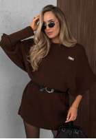 Dzianinowa Kleid oversize z paskiem Soft Dream Schokoladenbraun