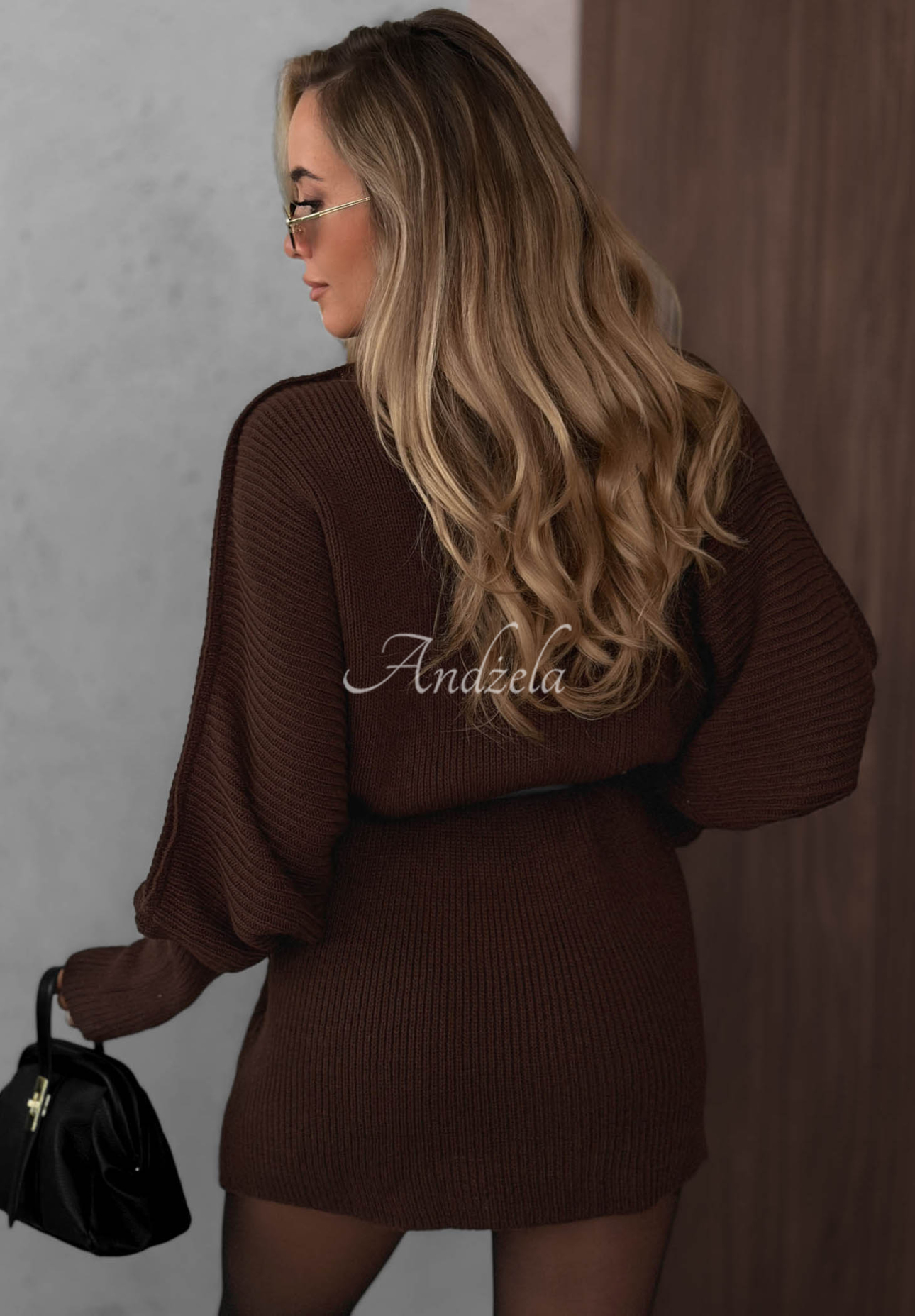 Oversized Strickkleid aus Wolle und Mohair Soft Dream Schokoladenbraun