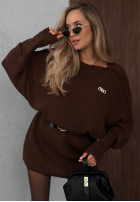 Dzianinowa Kleid oversize z paskiem Soft Dream Schokoladenbraun