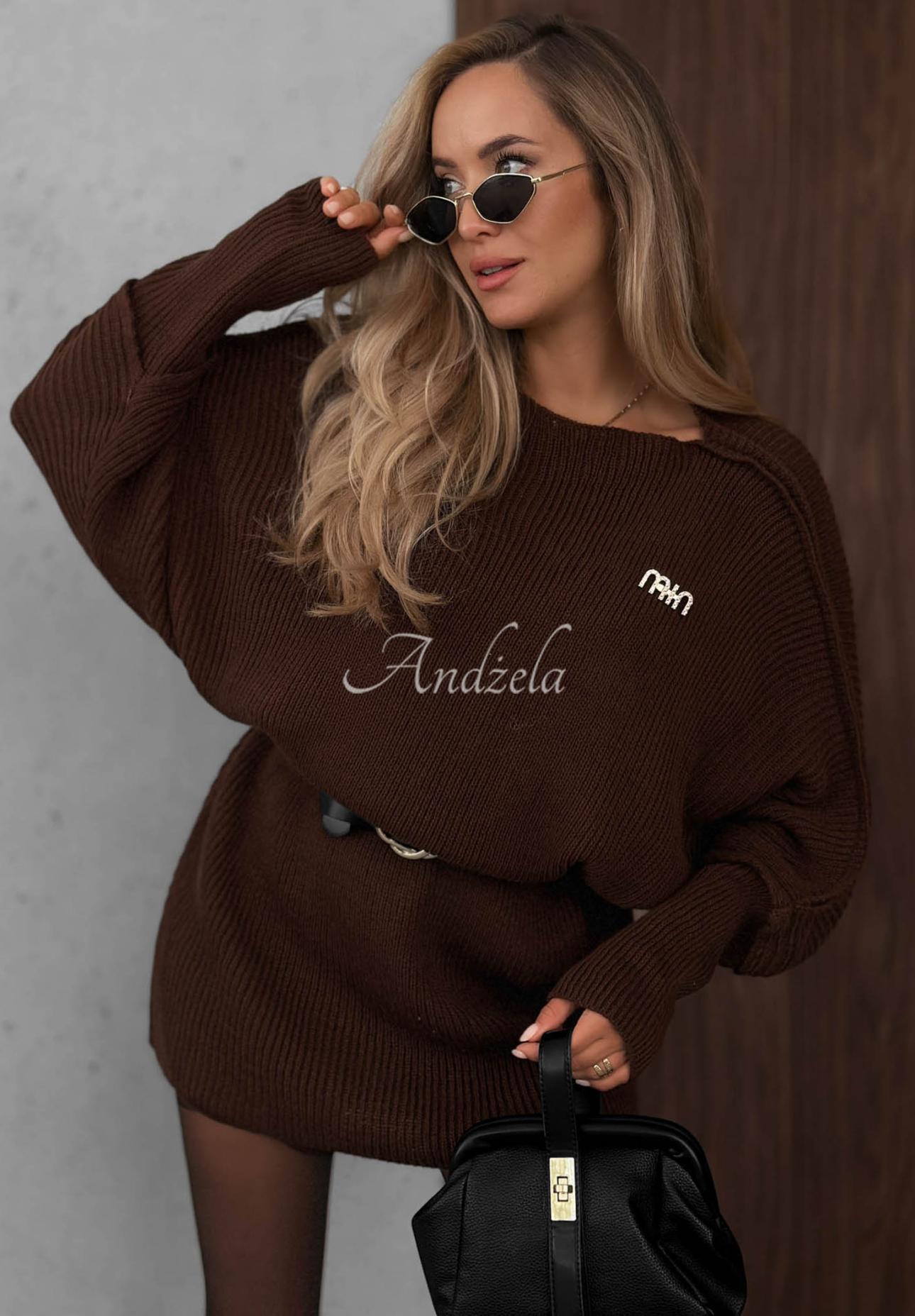 Oversized Strickkleid aus Wolle und Mohair Soft Dream Schokoladenbraun