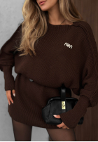Dzianinowa Kleid oversize z paskiem Soft Dream Schokoladenbraun