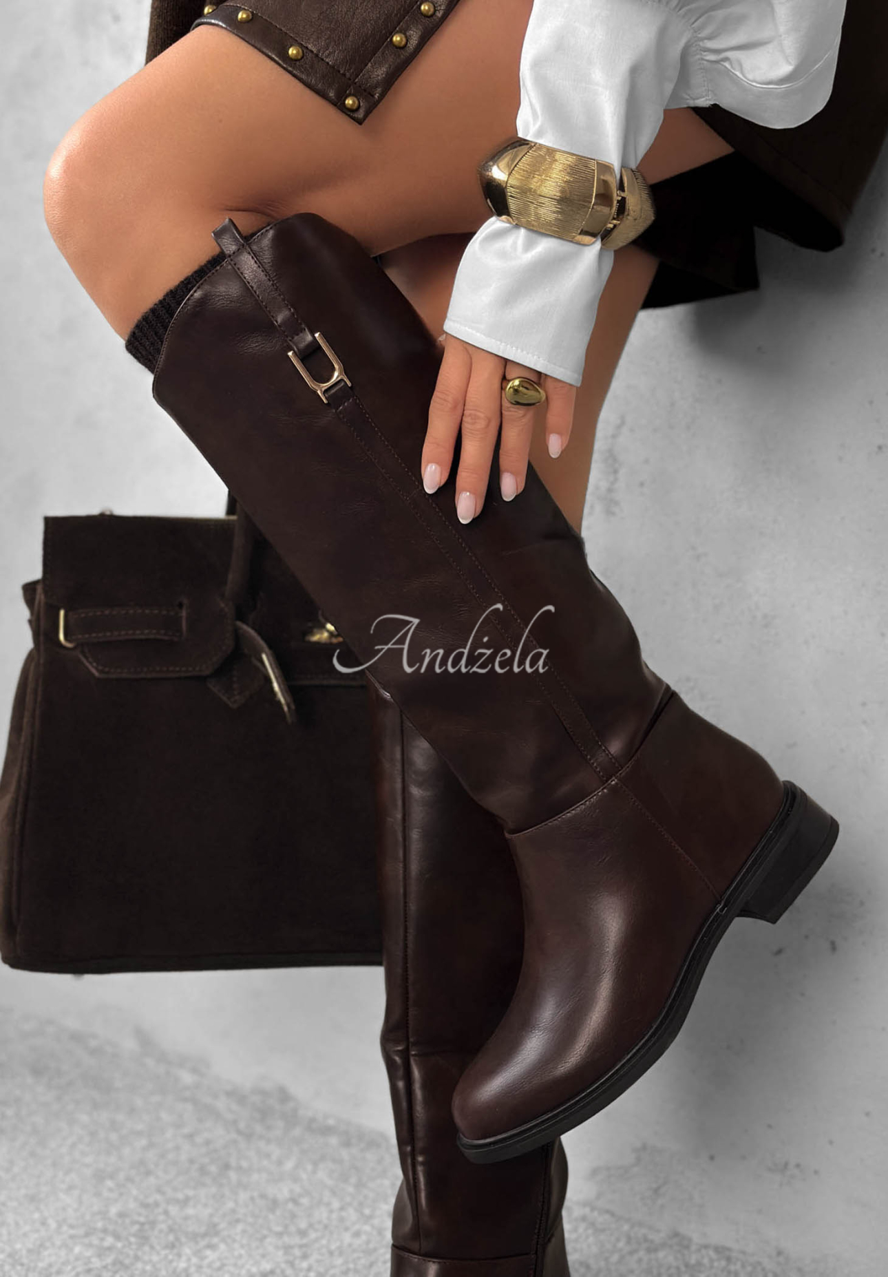 Stiefel aus Lederimitat Walk Away Schokoladenbraun