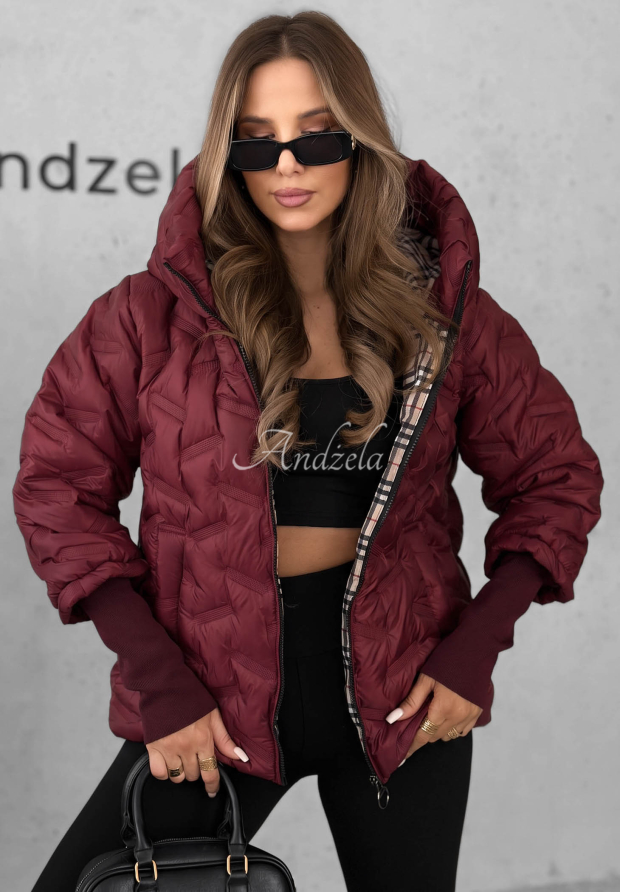 Gesteppte Jacke mit Kapuze Autumn Edge Burgunderrot