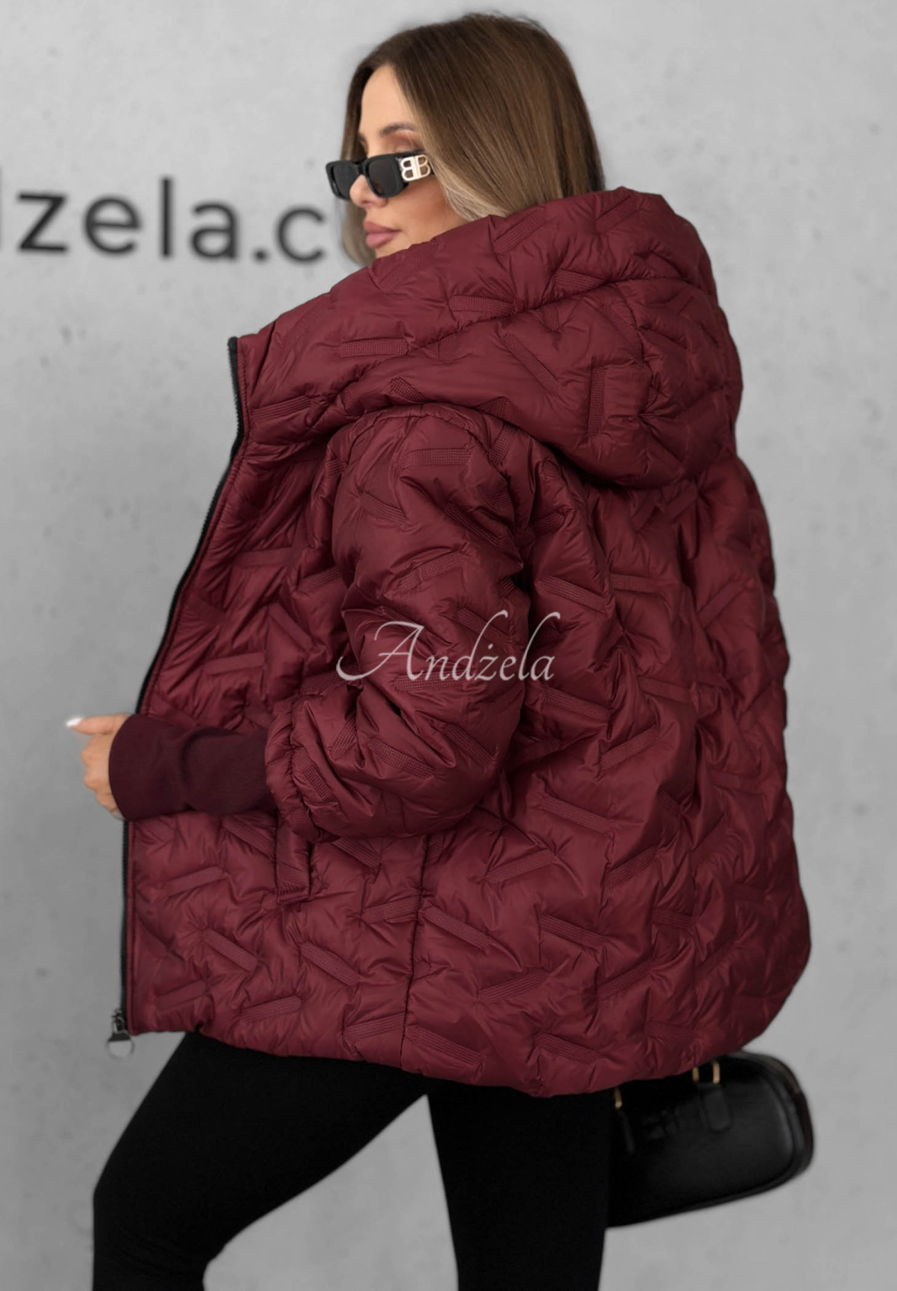 Gesteppte Jacke mit Kapuze Autumn Edge Burgunderrot