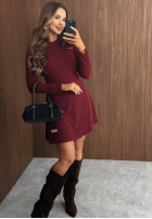 Rozkloszowana Kleid mini longsleeve Rare Moment Schokoladenbraun