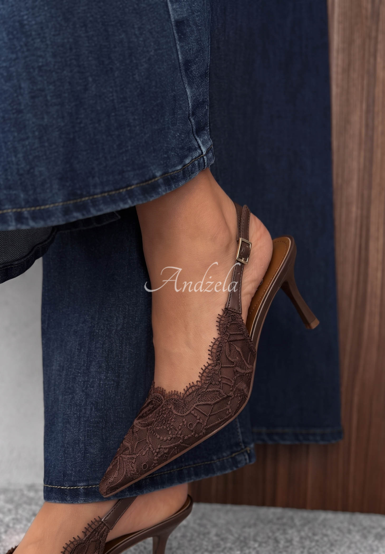 Spitzen High Heels Hidden Charm Schokoladenbraun