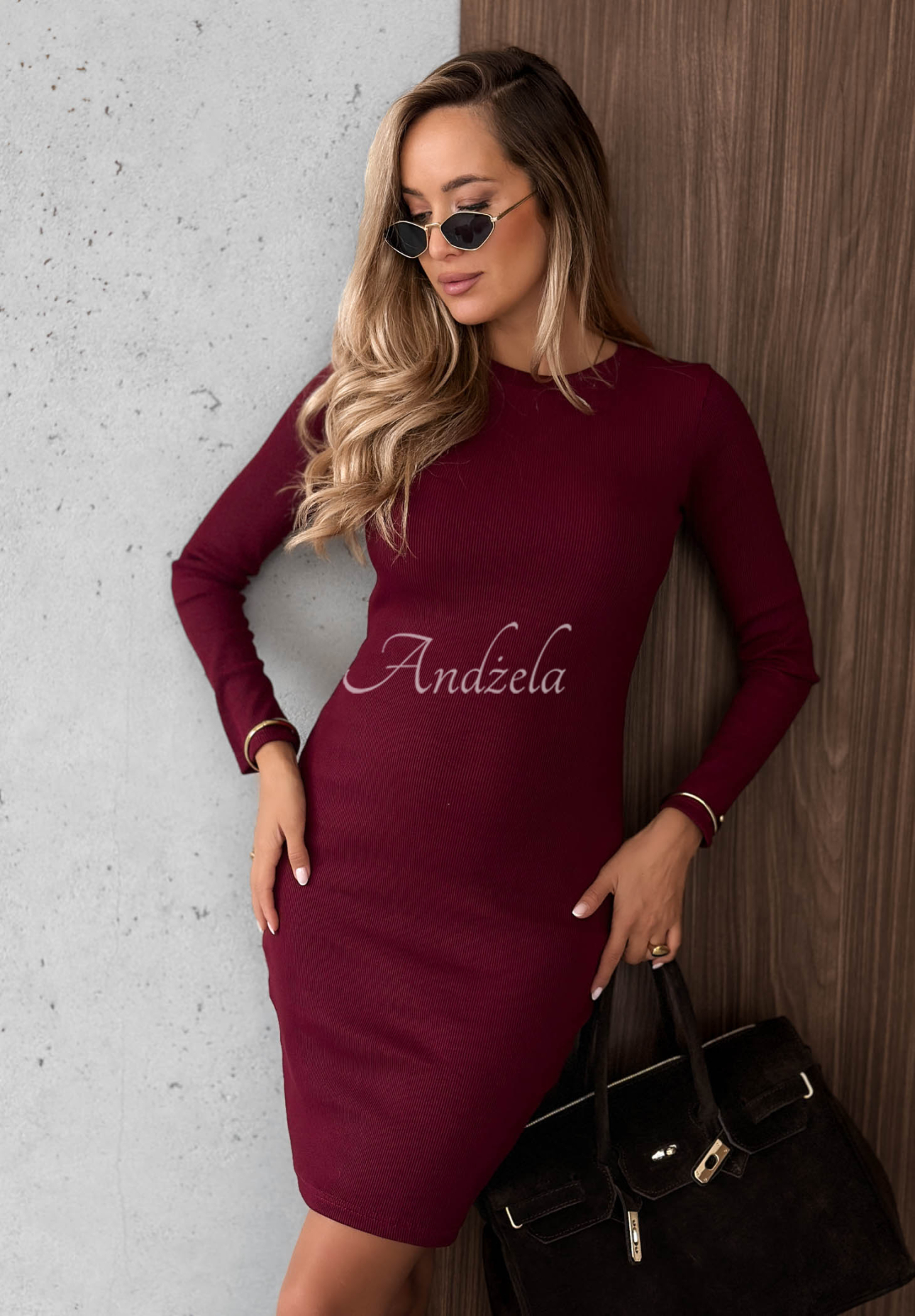 Gestreiftes Minikleid aus Baumwolle Every Season Burgunderrot