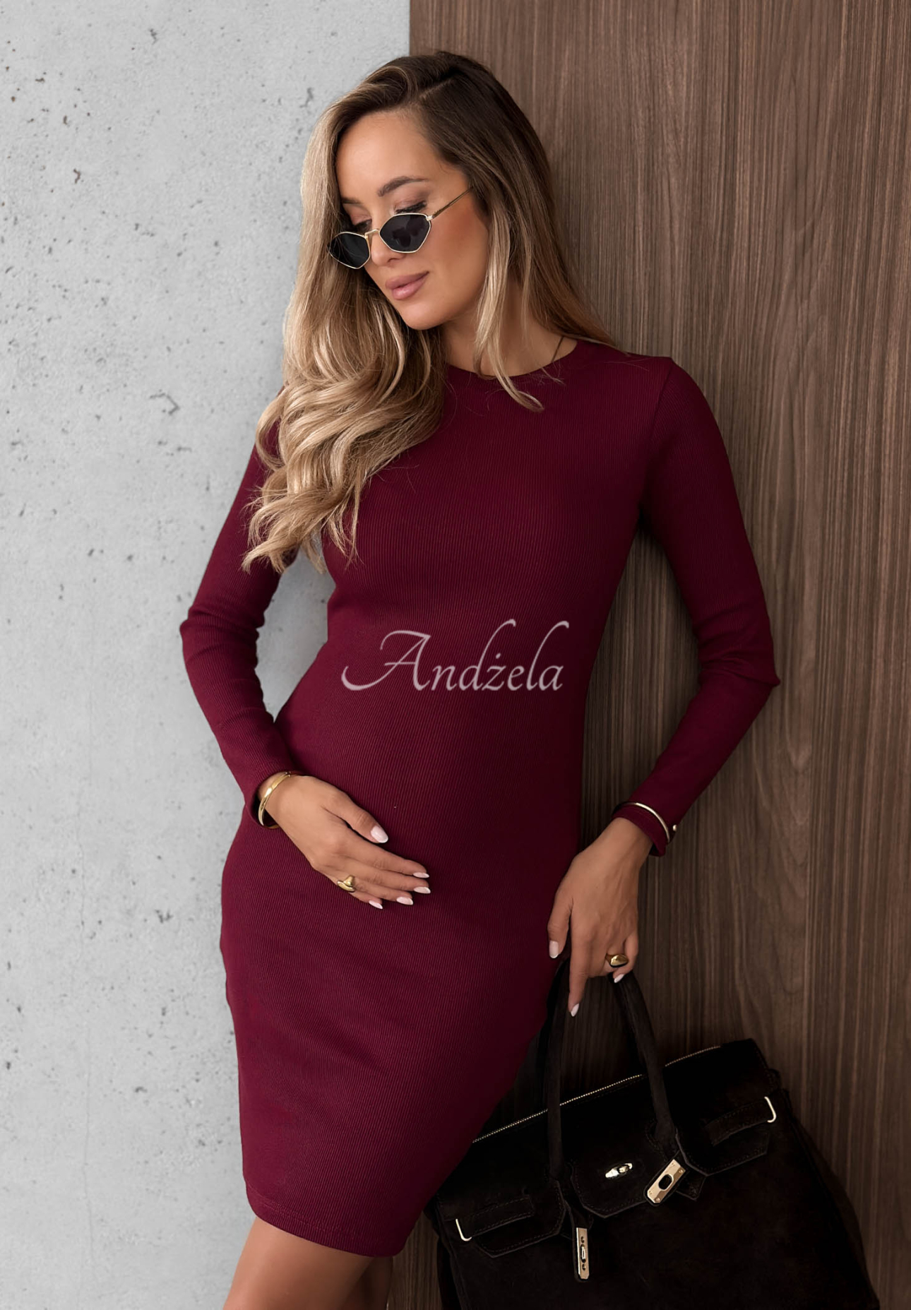 Gestreiftes Minikleid aus Baumwolle Every Season Burgunderrot