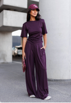 Set Bluse i Hose wide leg Maybe Tonight śliwkowy