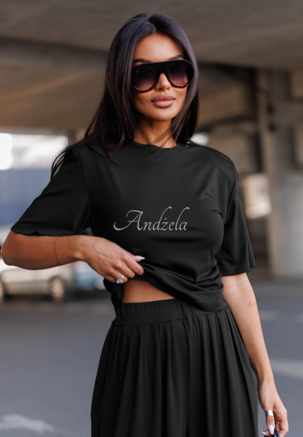 Viskosebluse mit Raffungen und kurzen &Auml;rmeln Maybe Tonight Schwarz