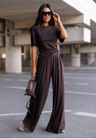 Set Bluse i Hose wide leg Maybe Tonight śliwkowy