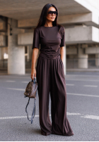 Set Bluse i Hose wide leg Maybe Tonight śliwkowy