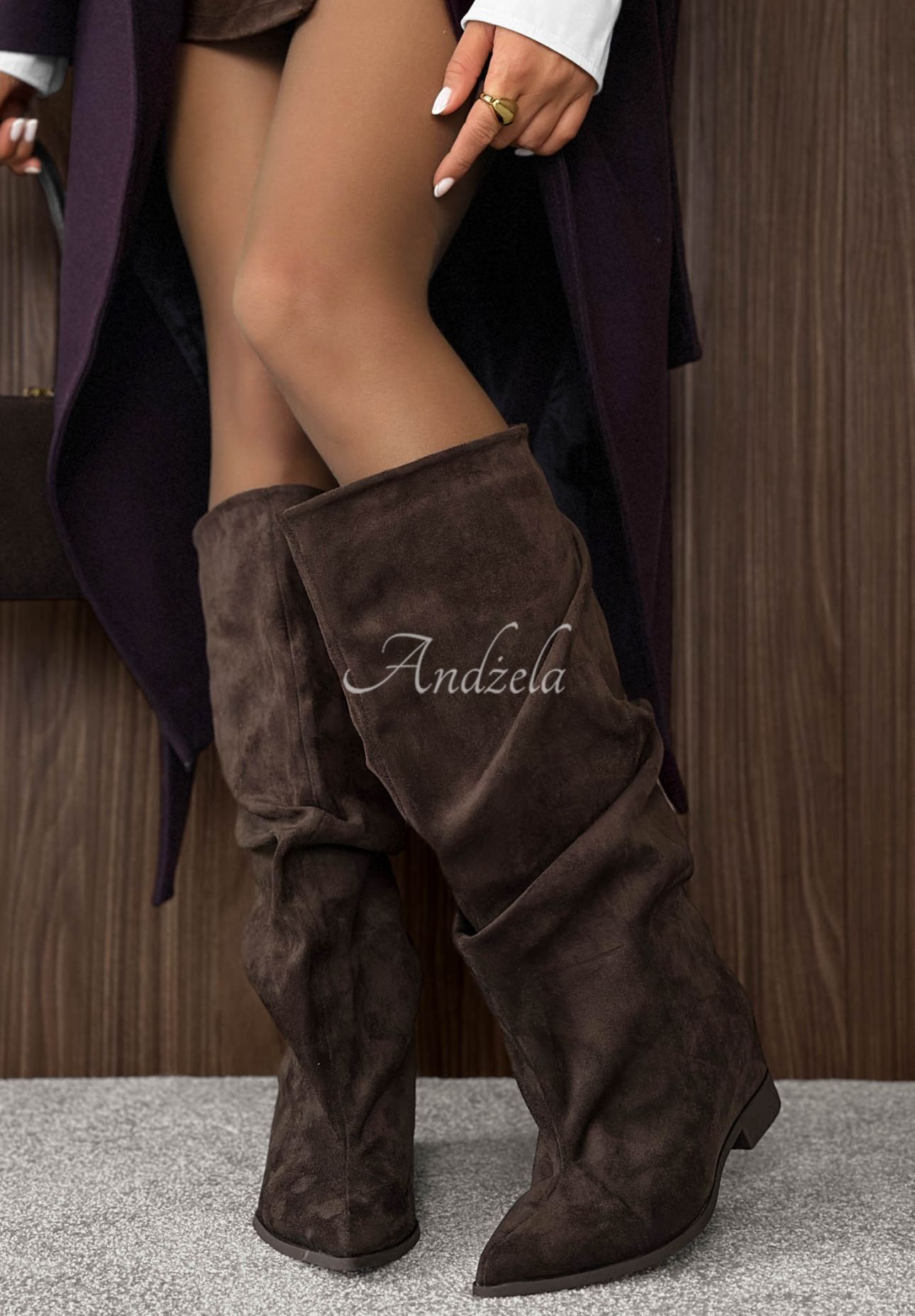 Lange Wildlederstiefel Daily Icon Schokoladenbraun