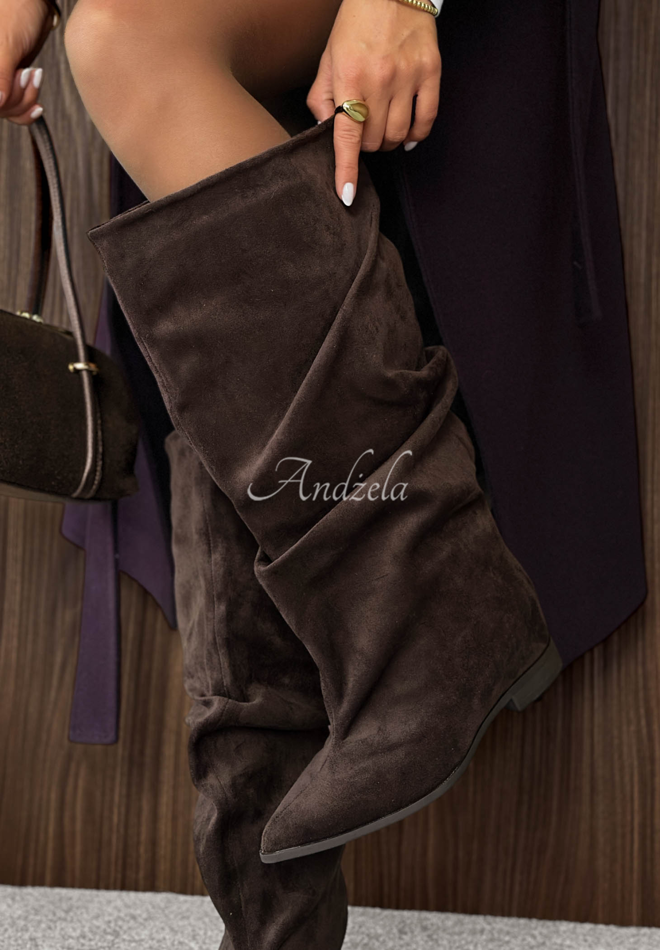 Lange Wildlederstiefel Daily Icon Schokoladenbraun