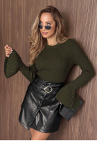 Prążkowana Bluse longsleeve dzwonek Everyday Mood Schokoladenbraun