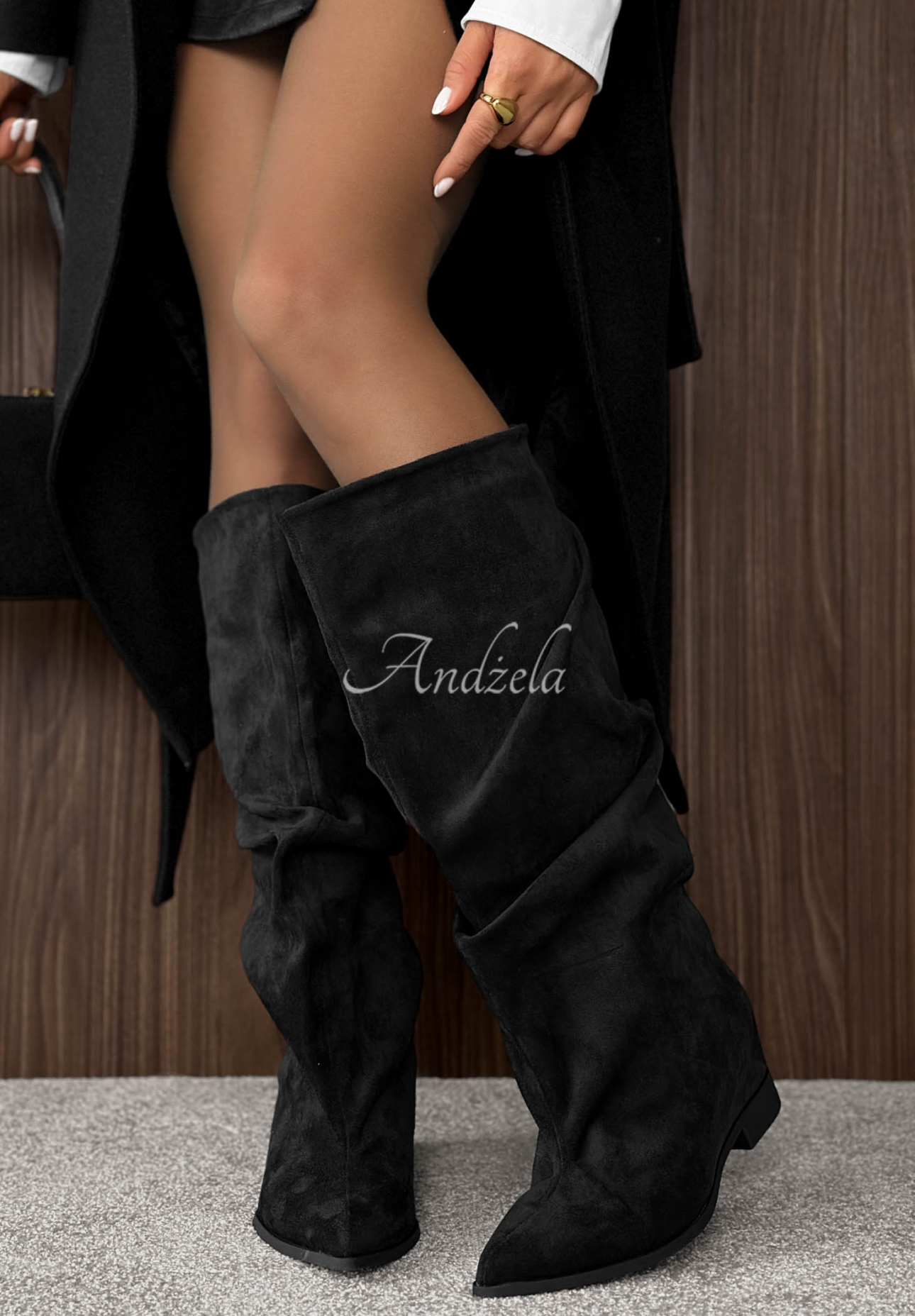 Lange Wildlederstiefel Daily Icon Schwarz