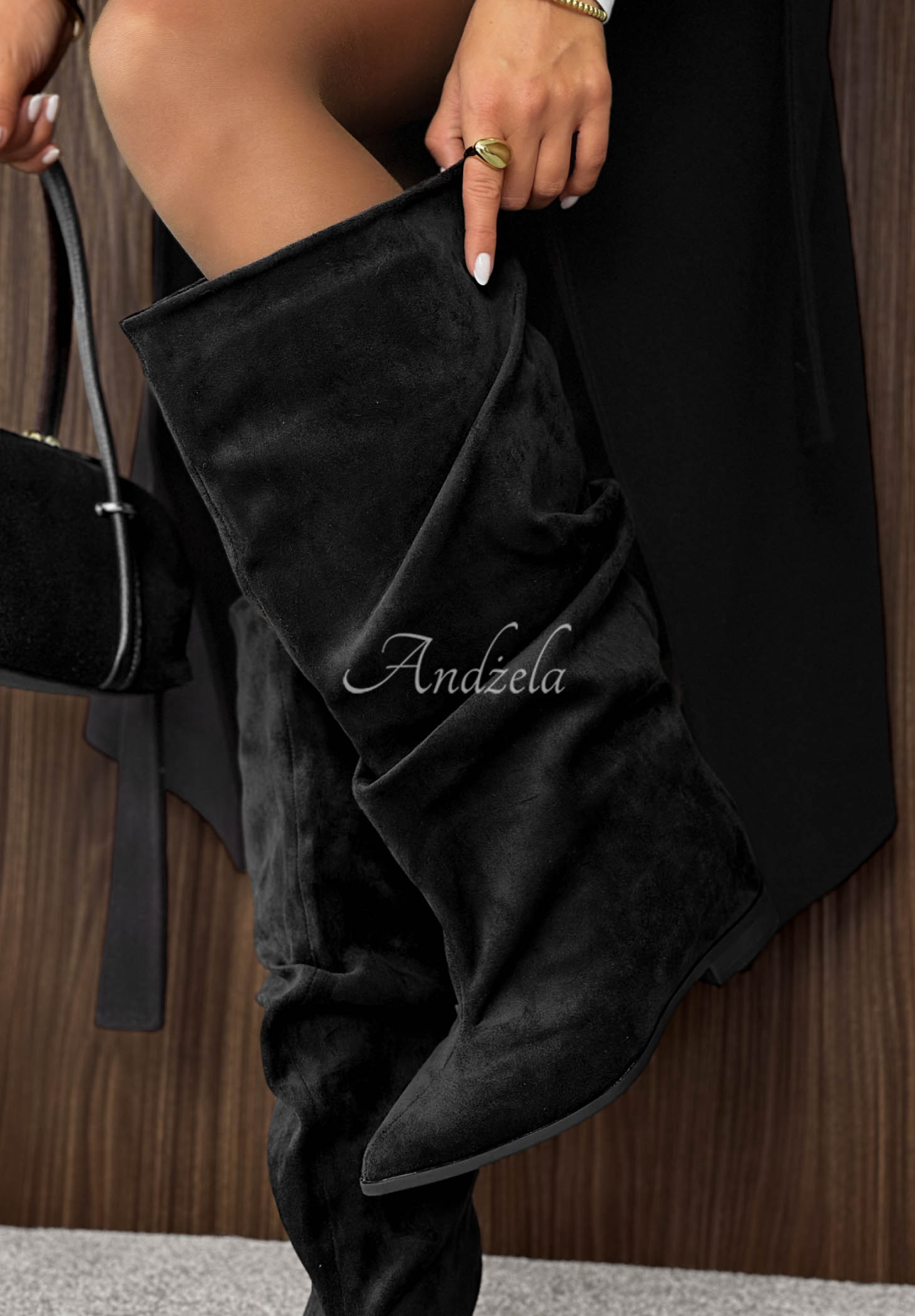 Lange Wildlederstiefel Daily Icon Schwarz