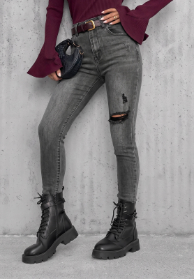 Skinny Jeans mit Rissen Another Side Dunkelgrau