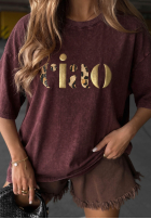 T-Shirt z napisem Golden Ciao Schokoladenbraun