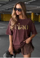 T-Shirt z napisem Golden Ciao Schokoladenbraun
