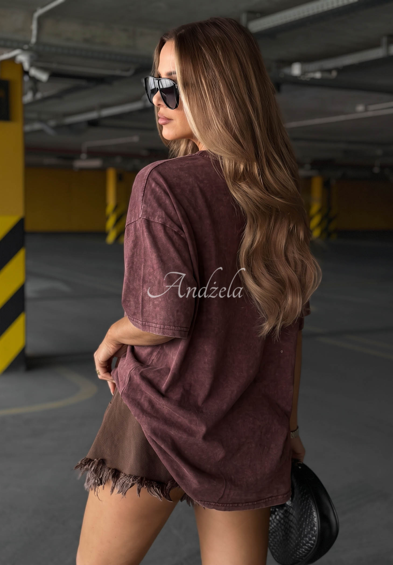 Baumwoll T-Shirt mit Aufdruck Golden Ciao Burgunderrot