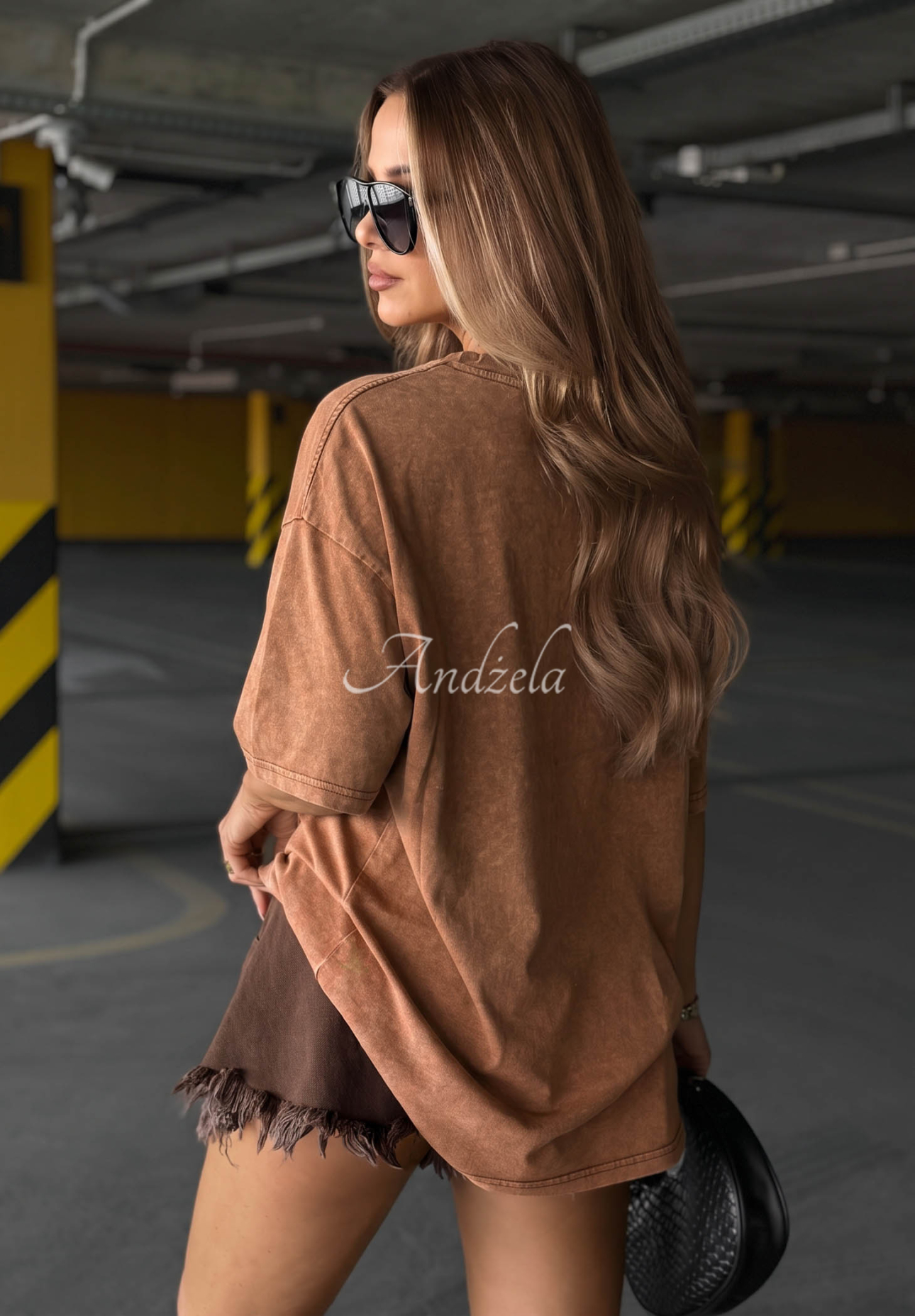 Baumwoll T-Shirt mit Aufdruck Ciao Beli Camel