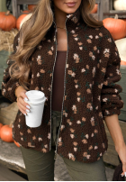 Krótka Jacke kożuszek w kwiaty Comfy Bloom Schokoladenbraun