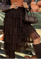 Koronkowa Rock maxi z falbankami Romantic Soul Khaki