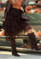 Koronkowa Rock maxi z falbankami Romantic Soul Khaki