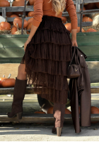 Koronkowa Rock maxi z falbankami Romantic Soul Khaki