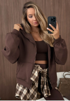 Sweatshirt z kapturem oversize Don't Tell Schokoladenbraun