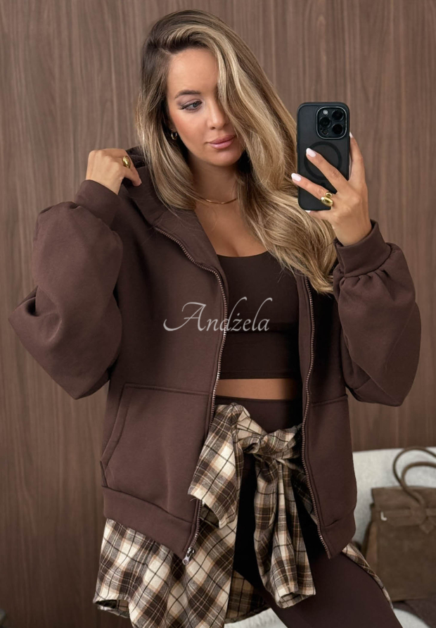 Oversize Sweatshirt mit Kapuze Don't Tell Schokoladenbraun