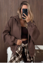 Sweatshirt z kapturem oversize Don't Tell Schokoladenbraun