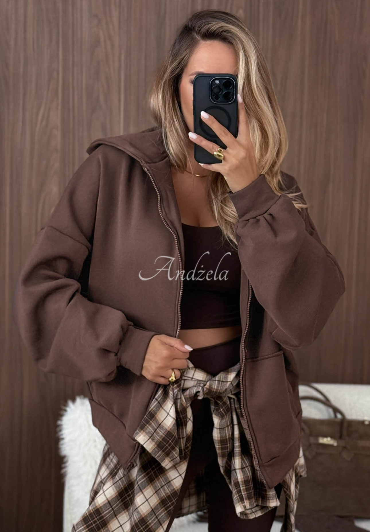 Oversize Sweatshirt mit Kapuze Don't Tell Schokoladenbraun