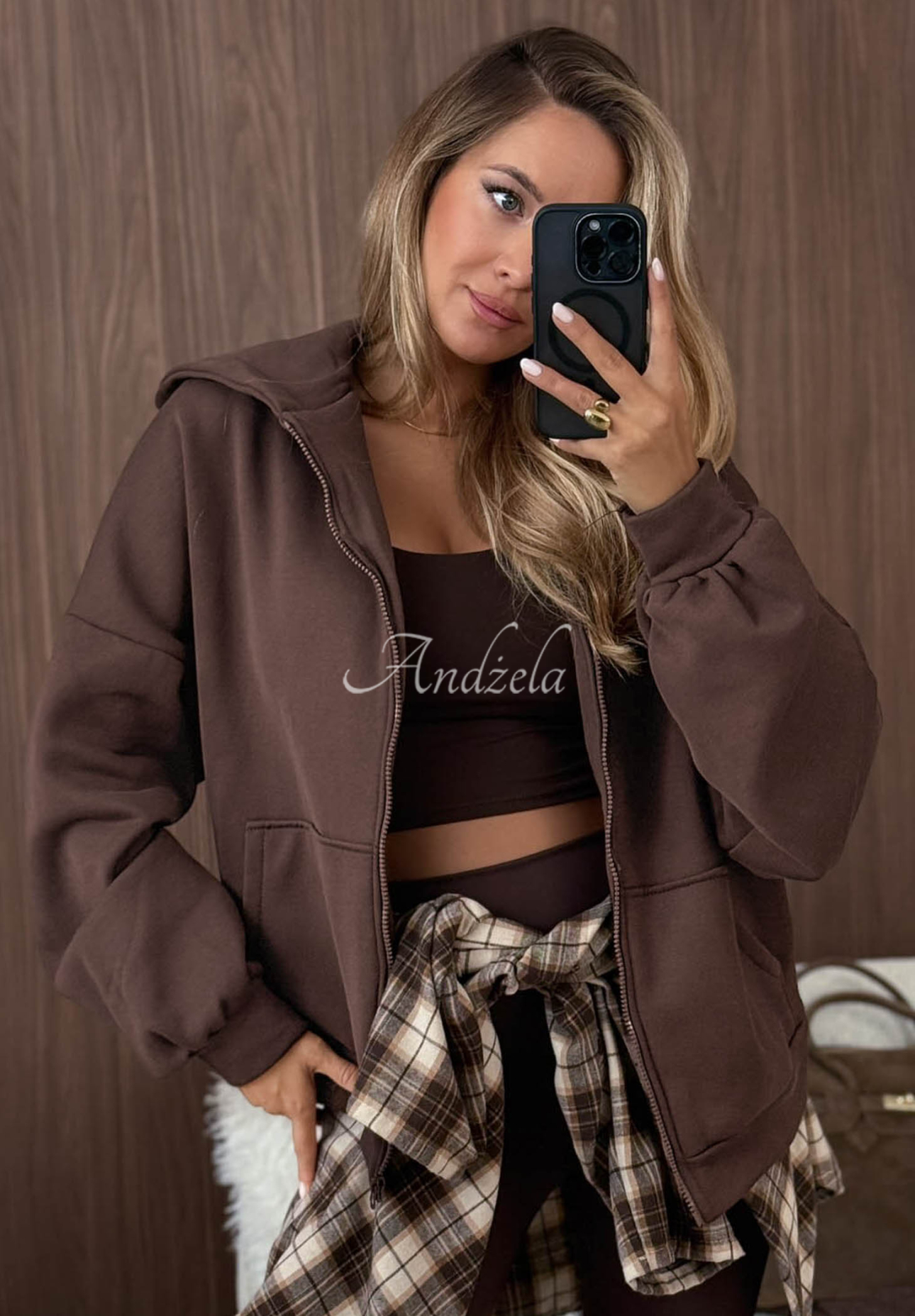 Oversize Sweatshirt mit Kapuze Don't Tell Schokoladenbraun