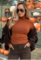 Dopasowany Pullover z golfem Solange rudy