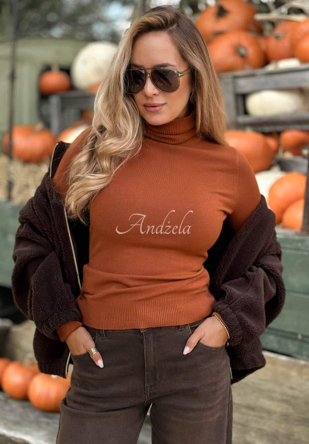 Figurnaher Rollkragenpullover Solange Orange II