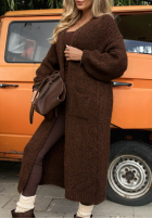 Długi Cardigan oversize z kieszeniami November Walk hellbeige