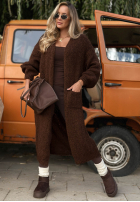 Langer Oversize-Cardigan mit Taschen, Wolle und Viskose November Walk Schokoladenbraun