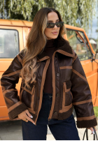 Krótka skórza Jacke z kożuszkiem Chestnut Love Schokoladenbraun