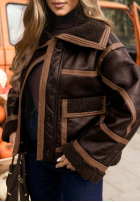 Krótka skórza Jacke z kożuszkiem Chestnut Love Schokoladenbraun