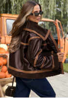 Krótka skórza Jacke z kożuszkiem Chestnut Love Schokoladenbraun