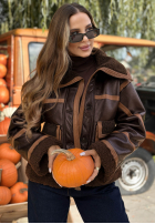 Krótka skórza Jacke z kożuszkiem Chestnut Love Schokoladenbraun